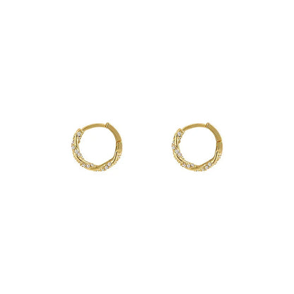 Korean Simple Round Zirconia Hoop Earrings