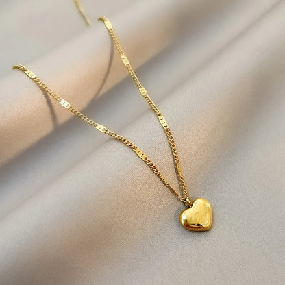 Trendy Simple Gold Color Heart Pendant Choker Necklace