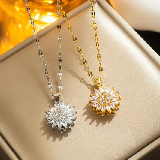 Rotatable Sunflower Necklace