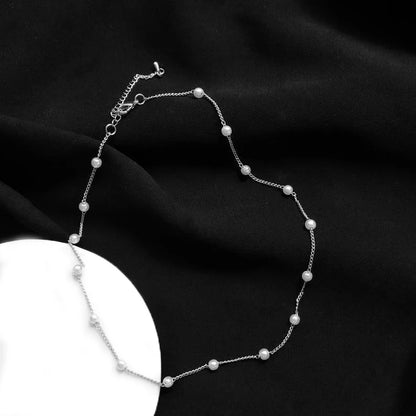 Gothic Pearl Choker Necklace with Beaded Pendant