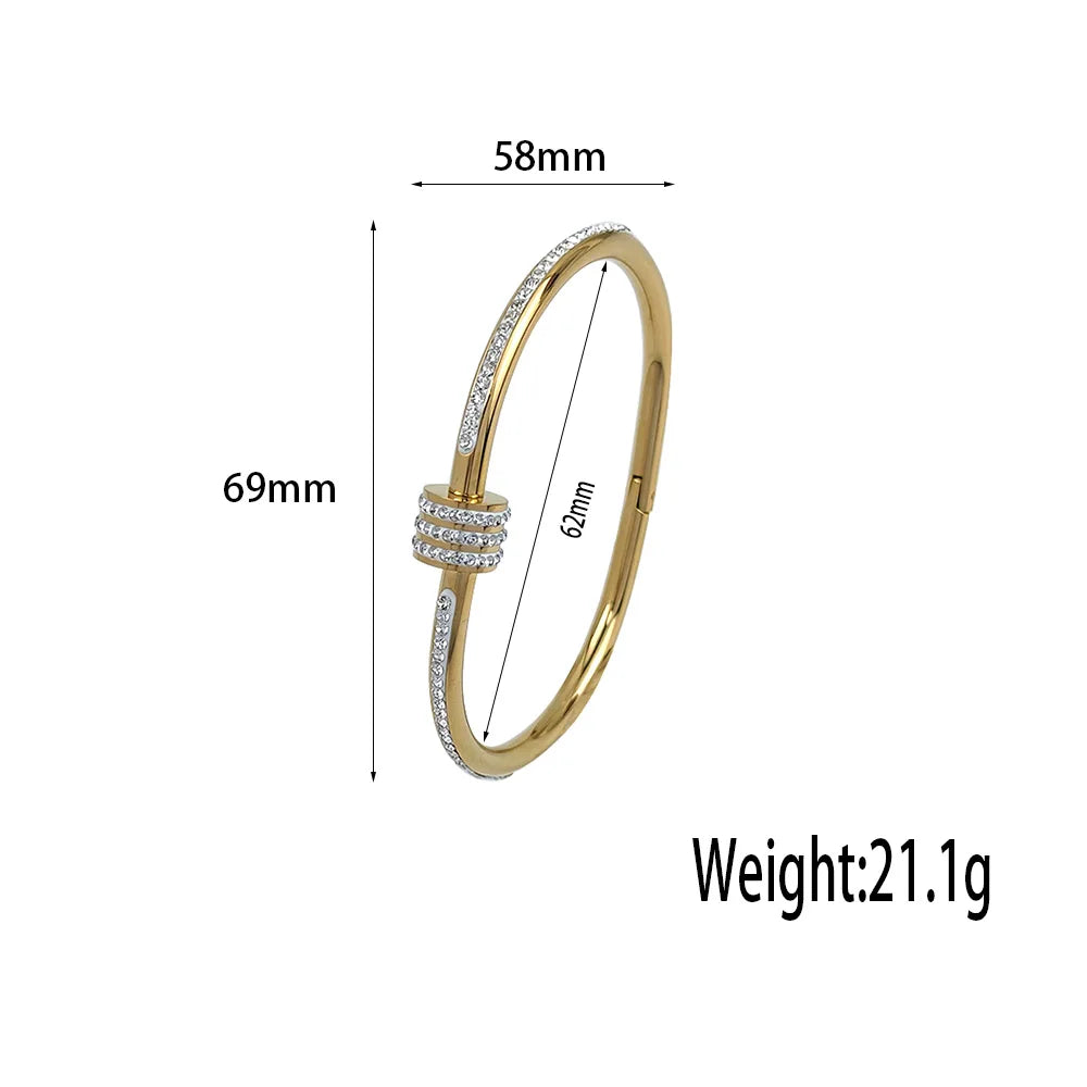 Fashion Nail Gold Plated Stainless Steel Bracelet