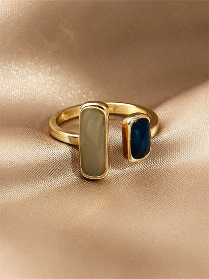 Square Blue Oil Dripping Ring