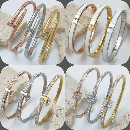 Fashion Nail Gold Plated Stainless Steel Bracelet