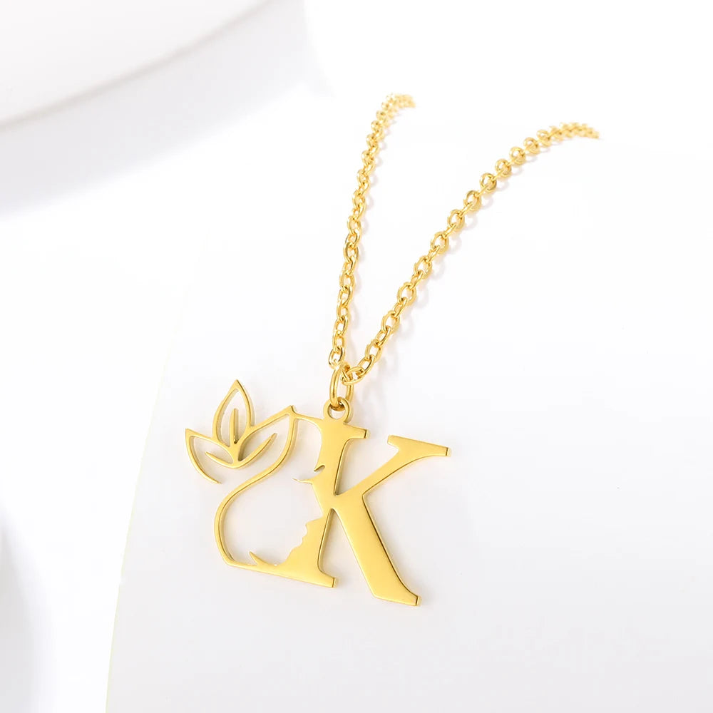 Beauty Flower Initial Necklace