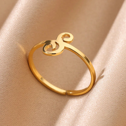 Gold Initial Letter Rings – Aesthetic & Adjustable