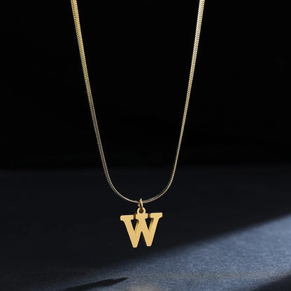 A-Z Alphabet Gold Plated Stainless Steel Pendant Necklace