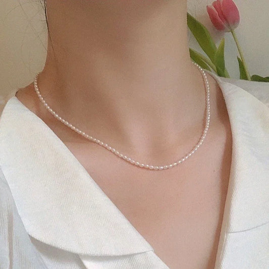 Irregular Pearl Necklace with Stainless Steel Chain