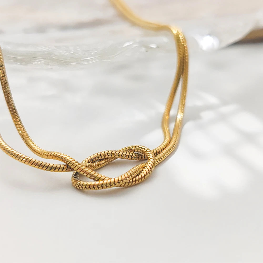 Elegant 14k Gold Plated Snake Chain Necklace