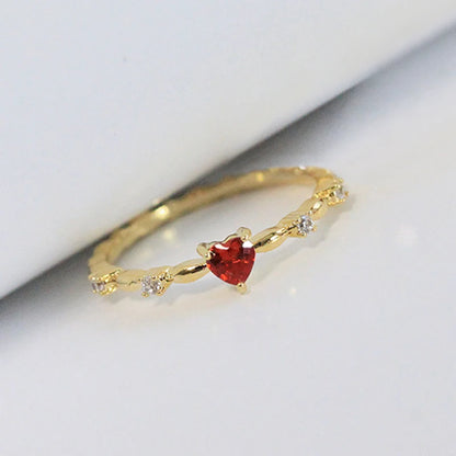 Luxury Red Heart Gold Wedding Ring