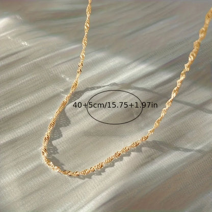 Gold-Plated Stainless Steel Thin Chain Necklace