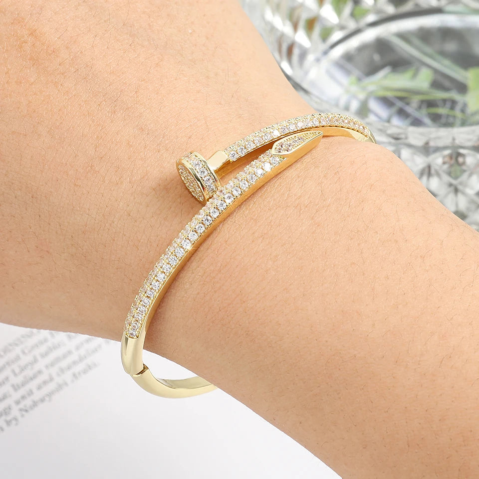 Zircon Nail Open Bracelet