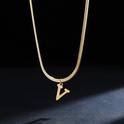 A-Z Alphabet Gold Plated Stainless Steel Pendant Necklace