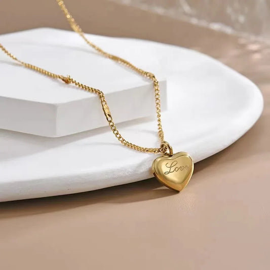 Trendy Simple Gold Color Heart Pendant Choker Necklace