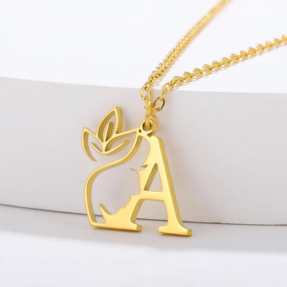 Beauty Flower Initial Necklace