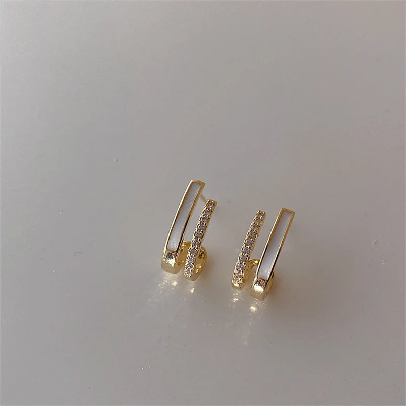 2024 New Irregular U-Shaped Zircon Stud Earrings