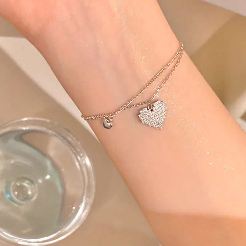 Y2K Zircon Ins Heart Bracelet