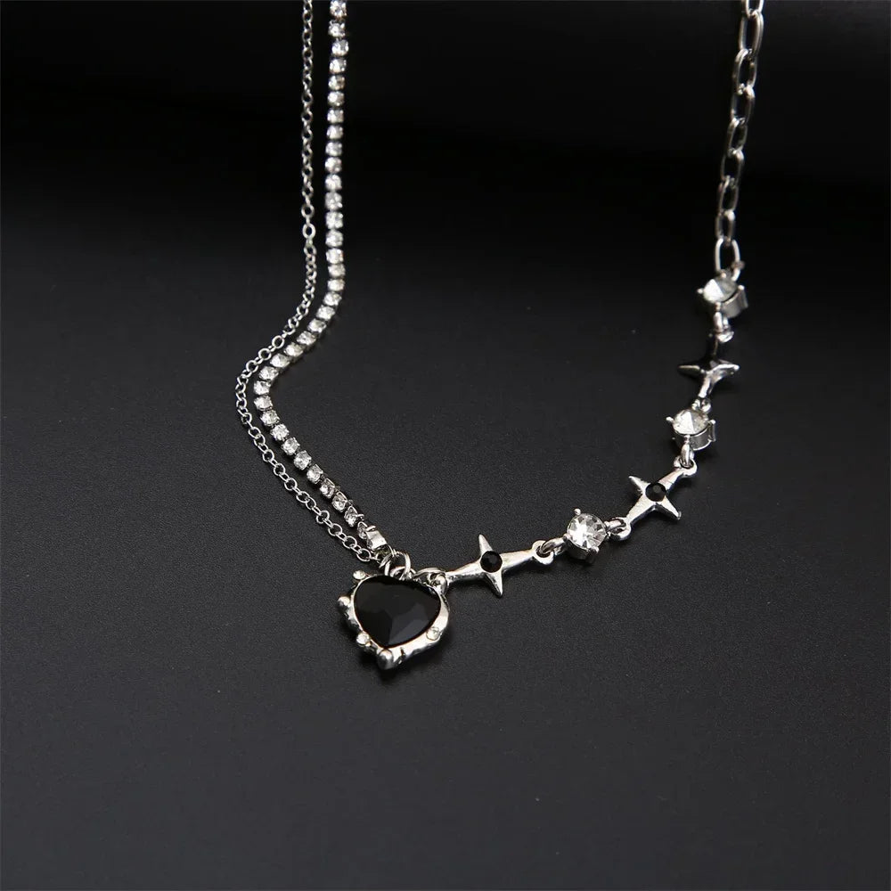 Crystal Heart Pendant Clavicle Necklace