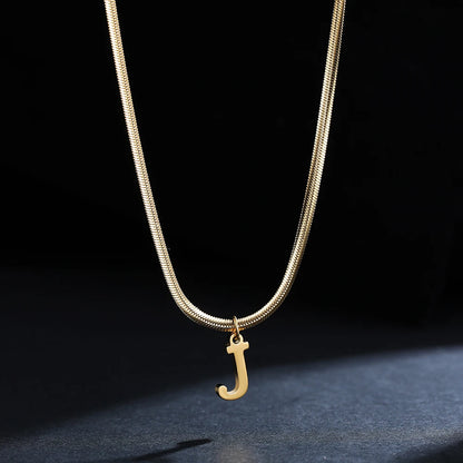 A-Z Alphabet Gold Plated Stainless Steel Pendant Necklace