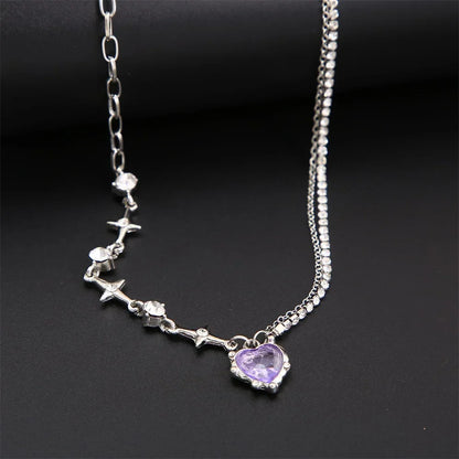 Crystal Heart Pendant Clavicle Necklace