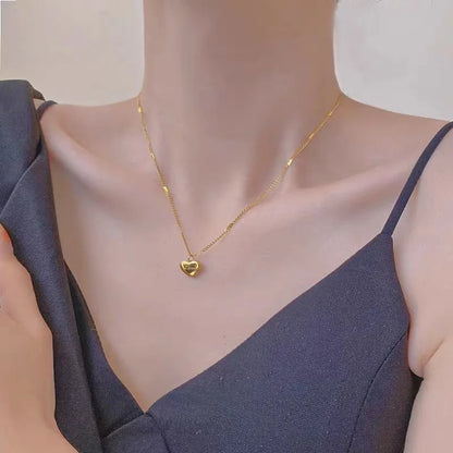 Trendy Simple Gold Color Heart Pendant Choker Necklace