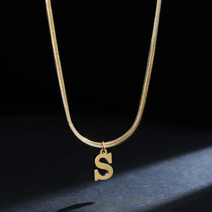 A-Z Alphabet Gold Plated Stainless Steel Pendant Necklace