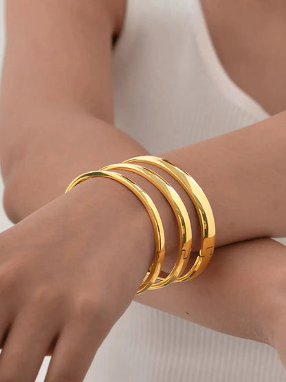 18K Gold Plated Stainless Steel Smooth Bangles