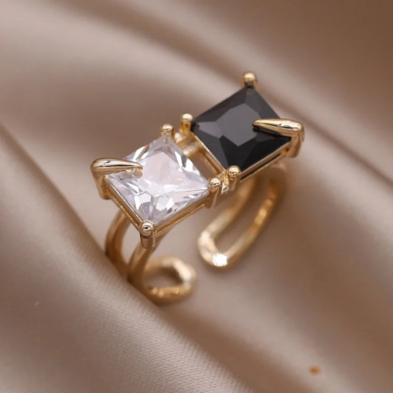 14K Gold Plated Double Love Crystal Ring