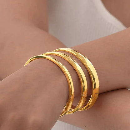 18K Gold Plated Stainless Steel Smooth Bangles