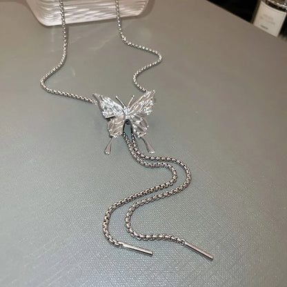 Irregular Liquid Metal Butterfly Pendant Necklace