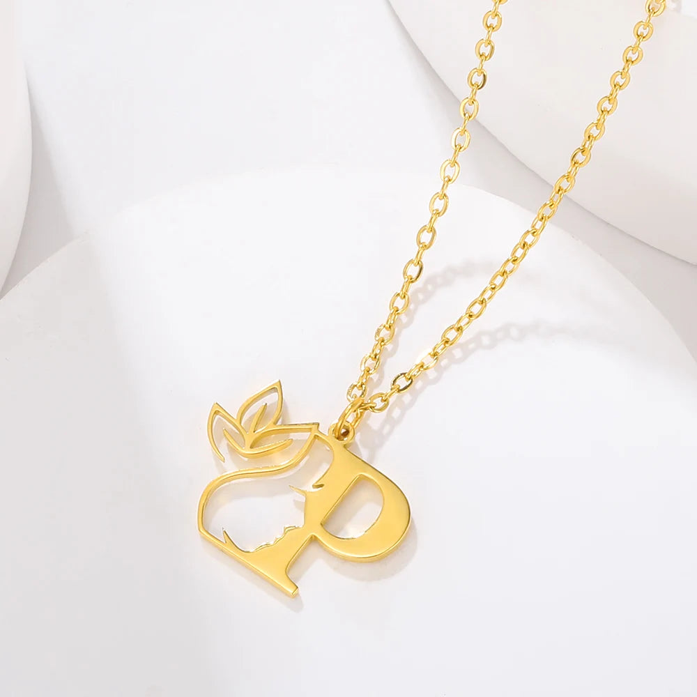 Beauty Flower Initial Necklace