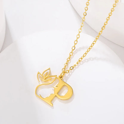 Beauty Flower Initial Necklace