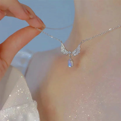 Y2K Purple Crystal Heart Pendant Necklace