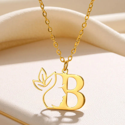 Beauty Flower Initial Necklace