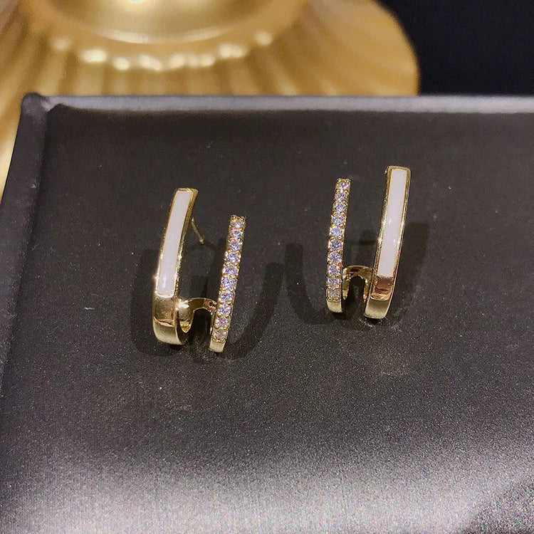 2024 New Irregular U-Shaped Zircon Stud Earrings