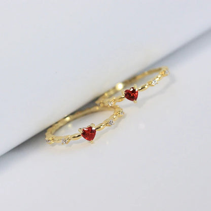 Luxury Red Heart Gold Wedding Ring