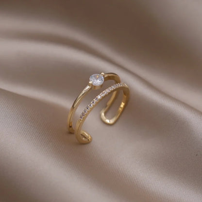 14K Gold Plated Double Love Crystal Ring