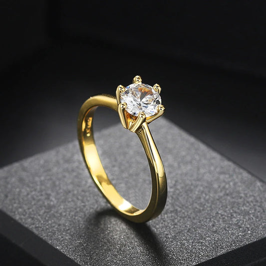 1 Carat Crystal Gold Color Wedding Ring