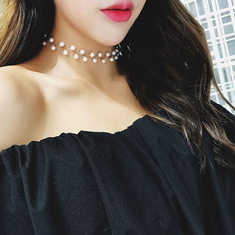 Korean Pearl Choker Necklace