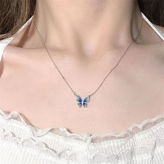 Korean Version Acrylic Butterfly Pendant Necklace
