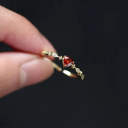 Luxury Red Heart Crystal Opening Ring