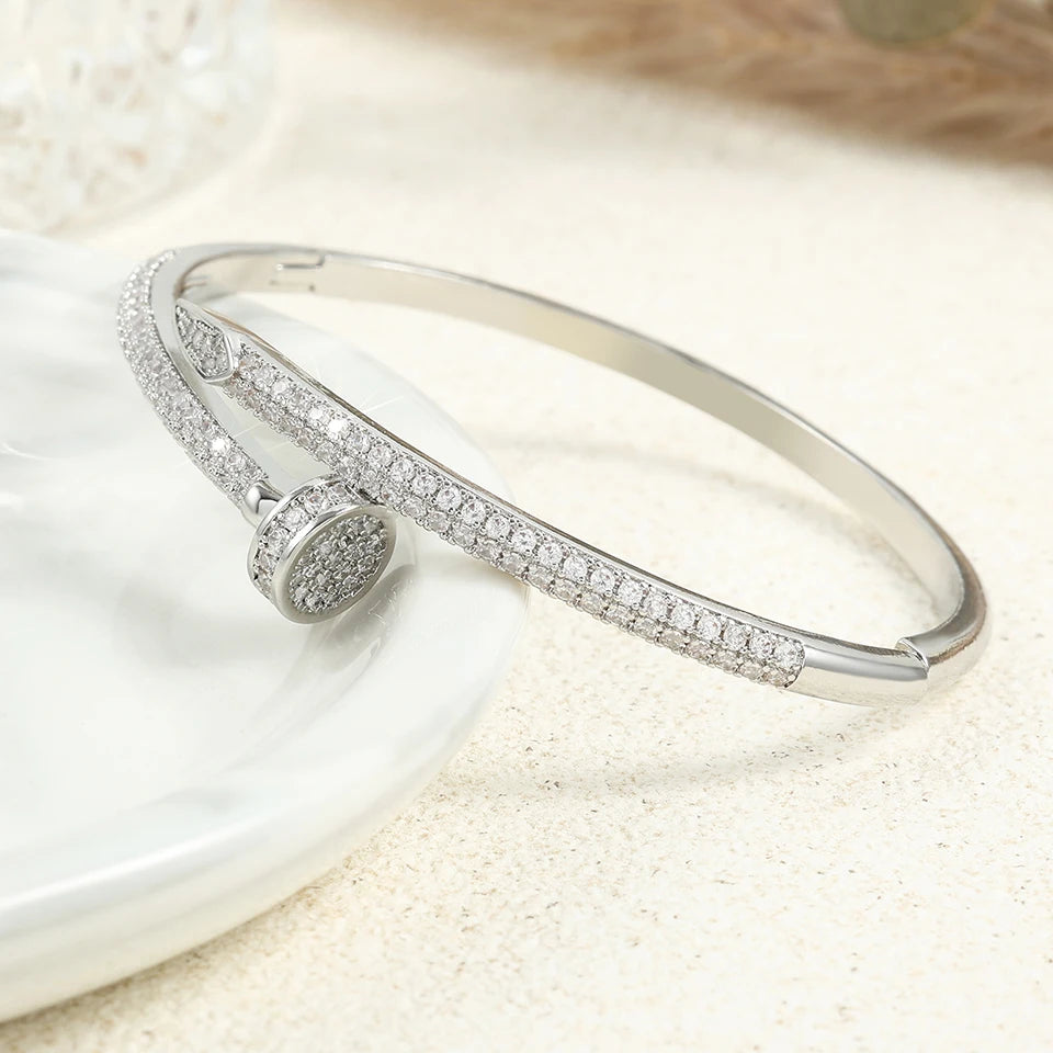 Zircon Nail Open Bracelet