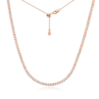 2mm Moissanite Tennis Necklace in S925 Silver with 18K Gold Plating