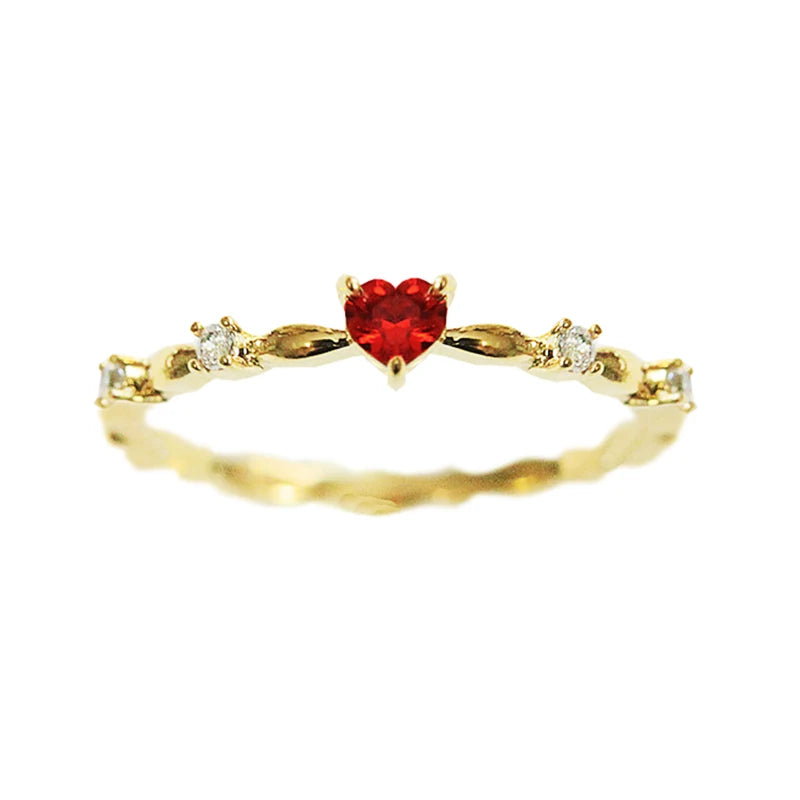 Luxury Red Heart Gold Wedding Ring