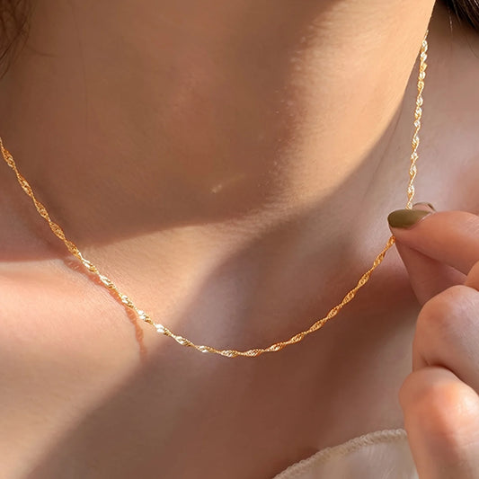 Gold-Plated Stainless Steel Thin Chain Necklace