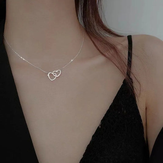 Double Heart Clavicle Chain Necklace