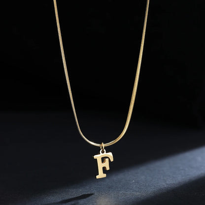 A-Z Alphabet Gold Plated Stainless Steel Pendant Necklace