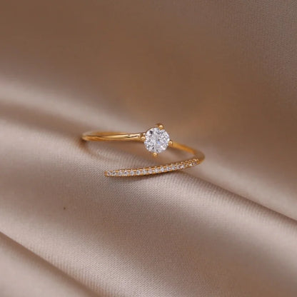 14K Gold Plated Double Love Crystal Ring