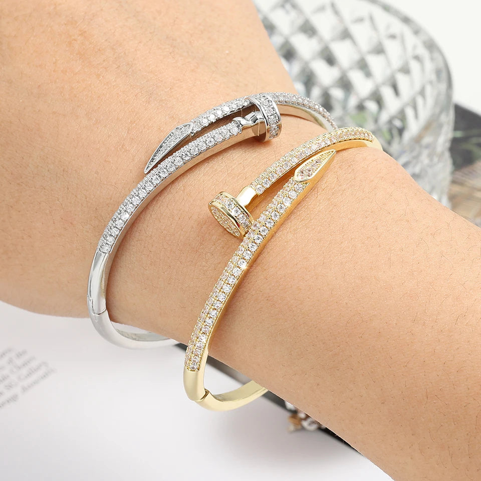 Zircon Nail Open Bracelet