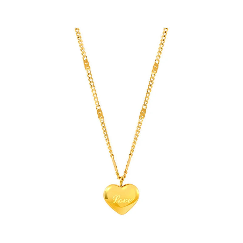 Trendy Simple Gold Color Heart Pendant Choker Necklace