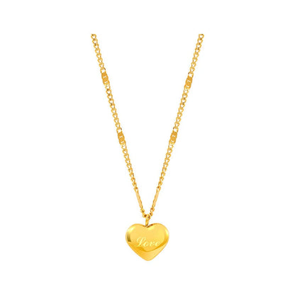 Trendy Simple Gold Color Heart Pendant Choker Necklace